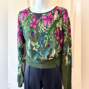 Floral Green and Pink Women's Top, size XL